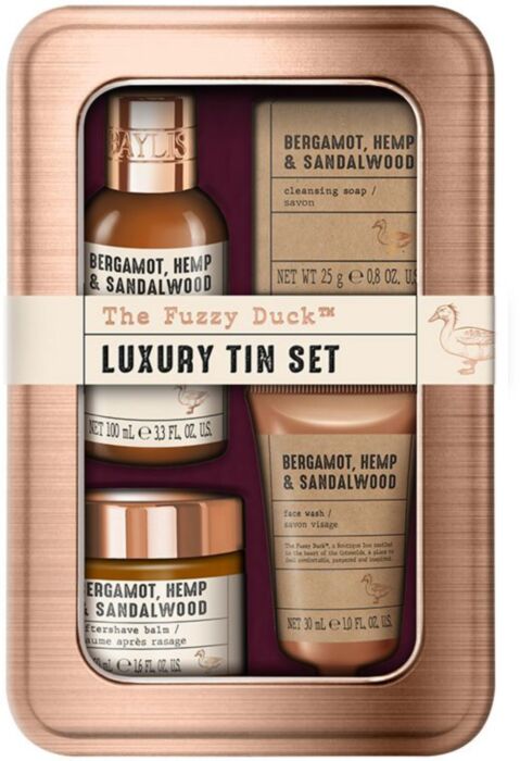 The Fuzzy Duck Bergamot, Hemp & S'wood Men's Luxury Grooming Tin Gift Set