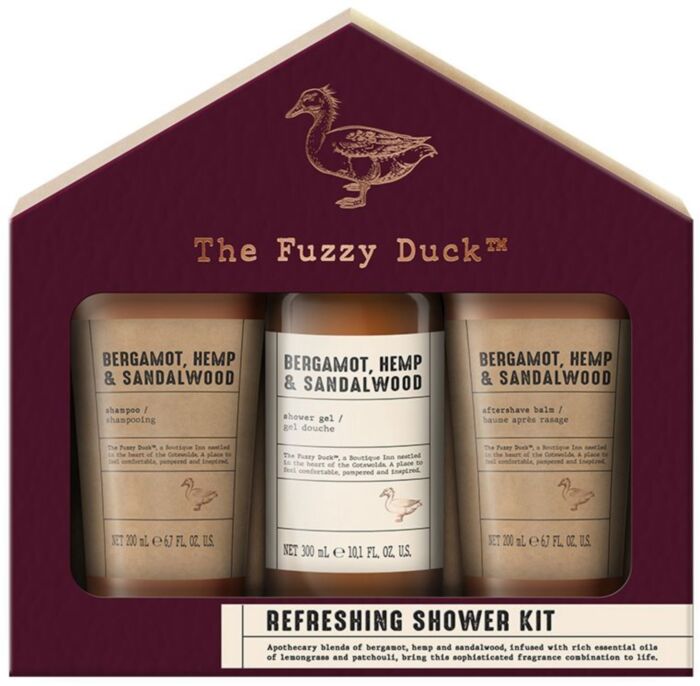 The Fuzzy Duck Bergamot, Hemp & Sandalwood Men's Refreshing Shower Kit Gift Set