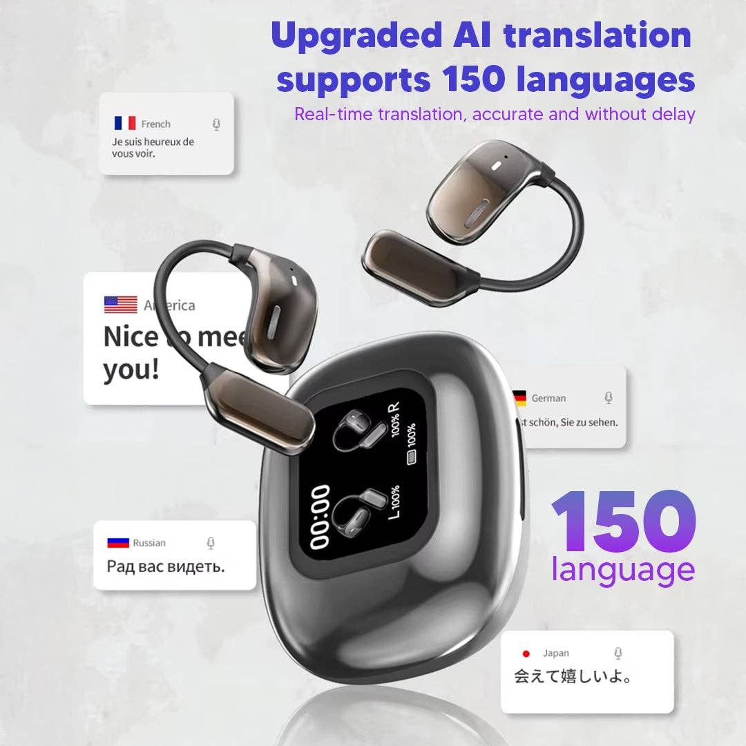 Ai-Powered 150-Language Translator Earbuds – Low Latency, Meeting Assistant, Multi-Scenario Use (white)